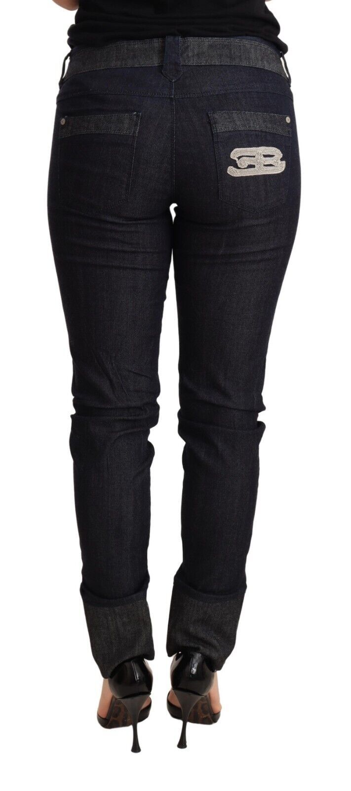 Luxurious Ermanno Scervino Chic Dark Blue Skinny Trouser Jeans made from finest cotton