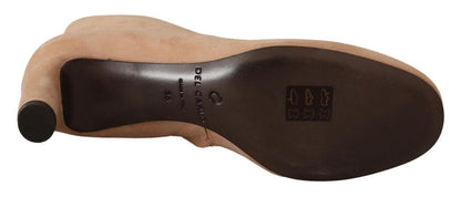 Italian artisanship radiates elegance in these exquisite beige leather boots