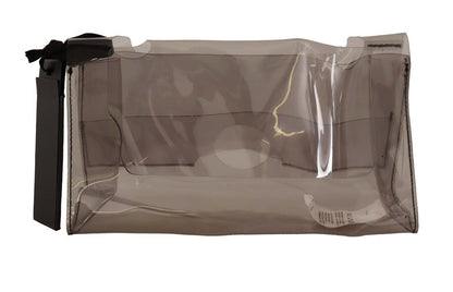 Clear black PINKO Chic Transparent Clutch for Evening Elegance with logo details 