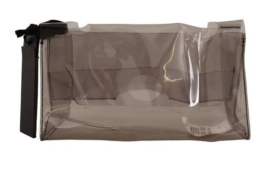 Clear black PINKO Chic Transparent Clutch for Evening Elegance with logo details 