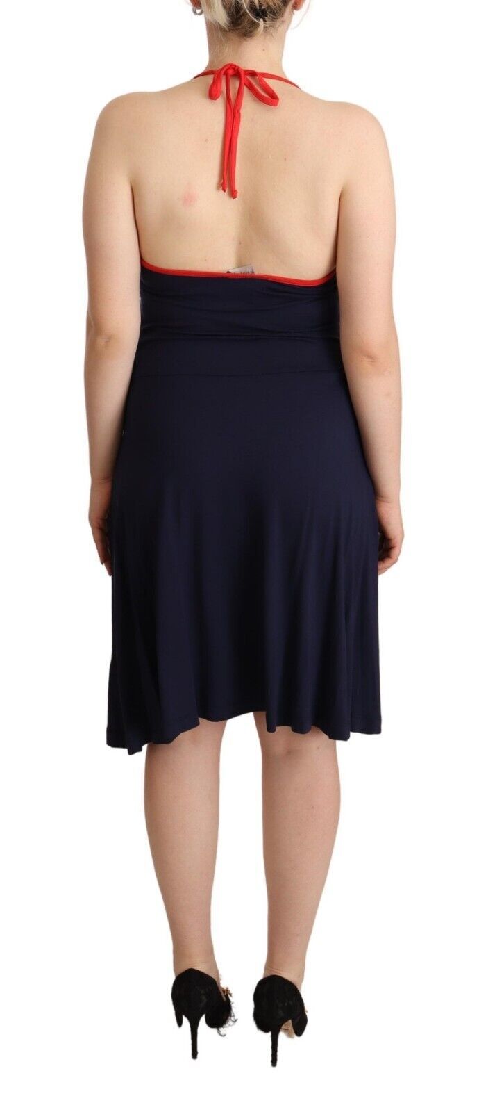 Authentic Roccobarocco navy blue halter dress made in Italy