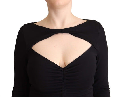 Sophisticated PINKO maxi dress in black, made of 92% Nylon 8% Elastane