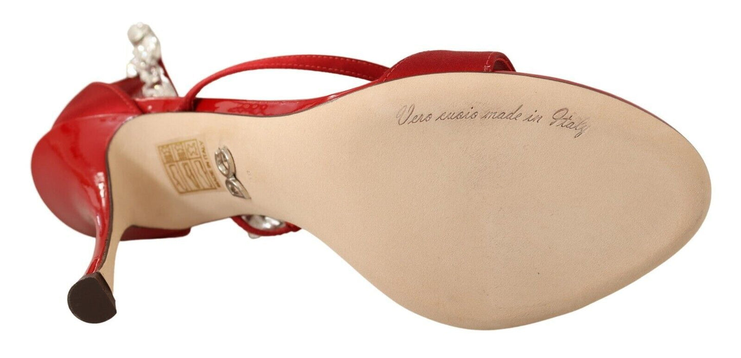 Dolce & Gabbana Red Crystal-Embellished Heel Sandals from Italy