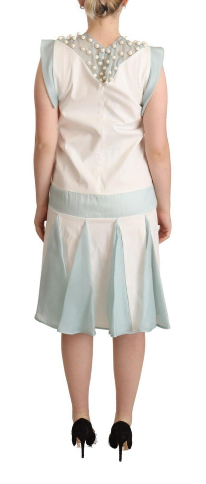 New with Tags Embroidered Pearl Shift Dress, Exquisite Pearl Embellishment, Upscale Event Piece