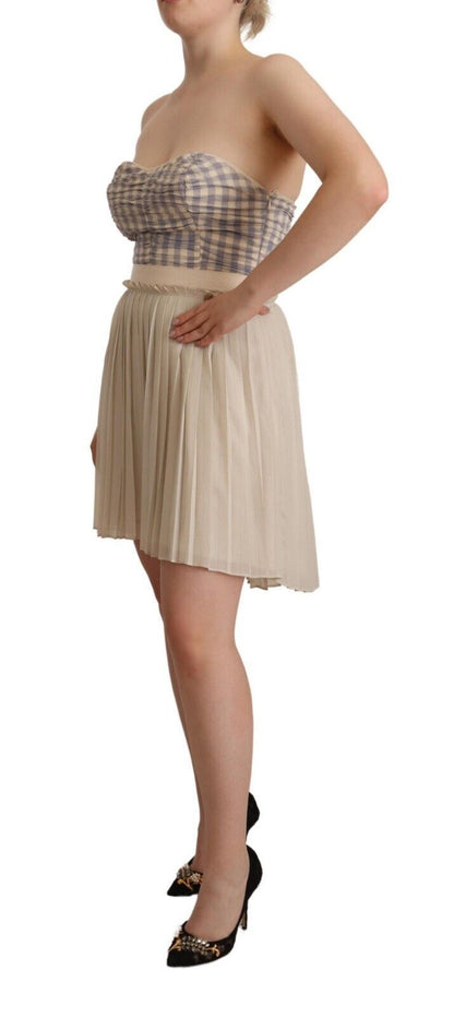 Classic strapless bustier design with pleated detailing