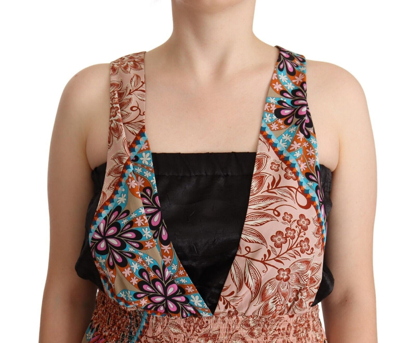 Chic and statement-making sleeveless v-neck jumpsuit in multicolor by PINKO