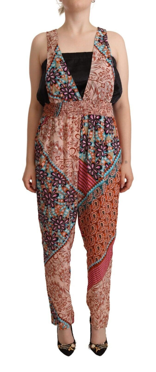 Elegant sleeveless multicolor jumpsuit dress by PINKO with v-neckline