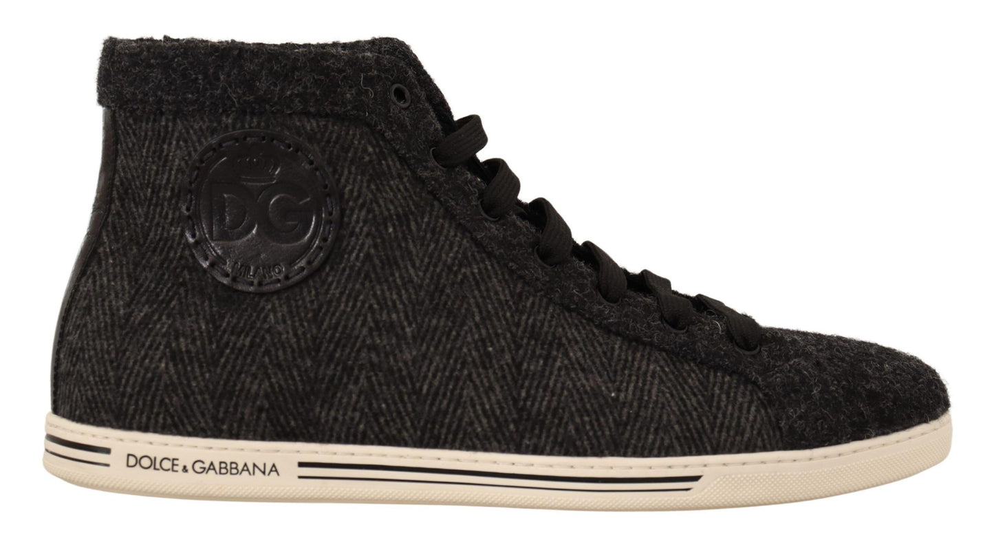 Dolce & Gabbana high top sneakers in gray and black cotton and wool
