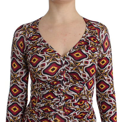  Long-sleeved, above-knee dress in striking multicolor design 