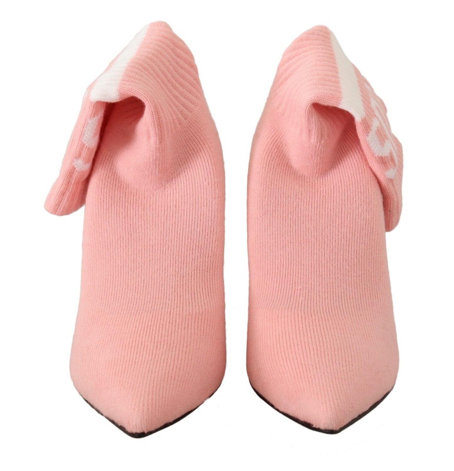 Stunning pink suede ankle boots with logo socks by GCDS