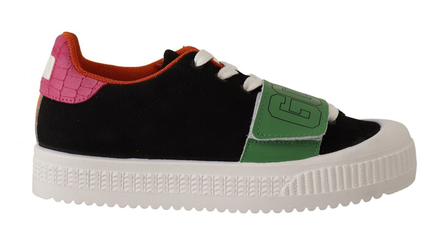 Stylish low top sneakers with vibrant multicolor design and iconic GCDS logo