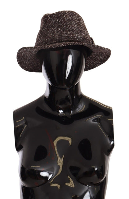 Dolce & Gabbana Elegant Gray Tweed Wide Brim Hat in Gray Melange Blended Tweed
