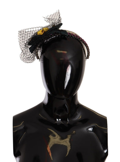 Exquisite black diadem adorned with multicolored crystals from Dolce & Gabbana