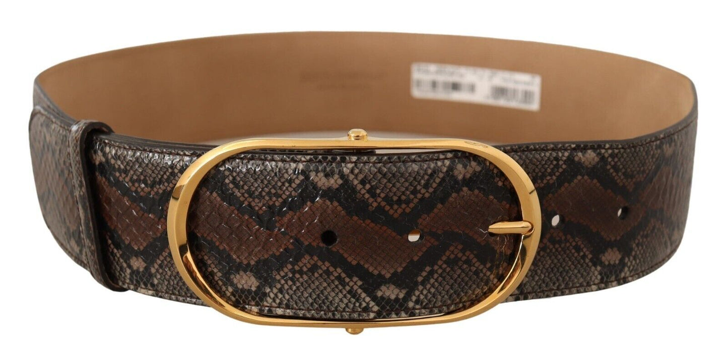 Exquisite Dolce & Gabbana brown leather belt with gold buckle
