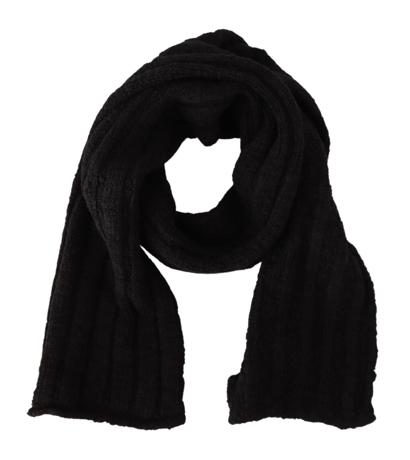 Exquisite black wool scarf with subtle logo detailing 