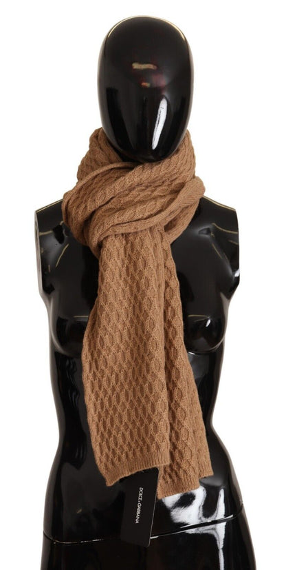 Dolce & Gabbana Dark Brown Knitted Scarf made of 100% Camel Wool
