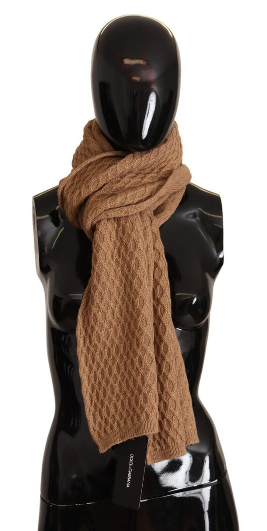 Dolce & Gabbana Dark Brown Knitted Scarf made of 100% Camel Wool