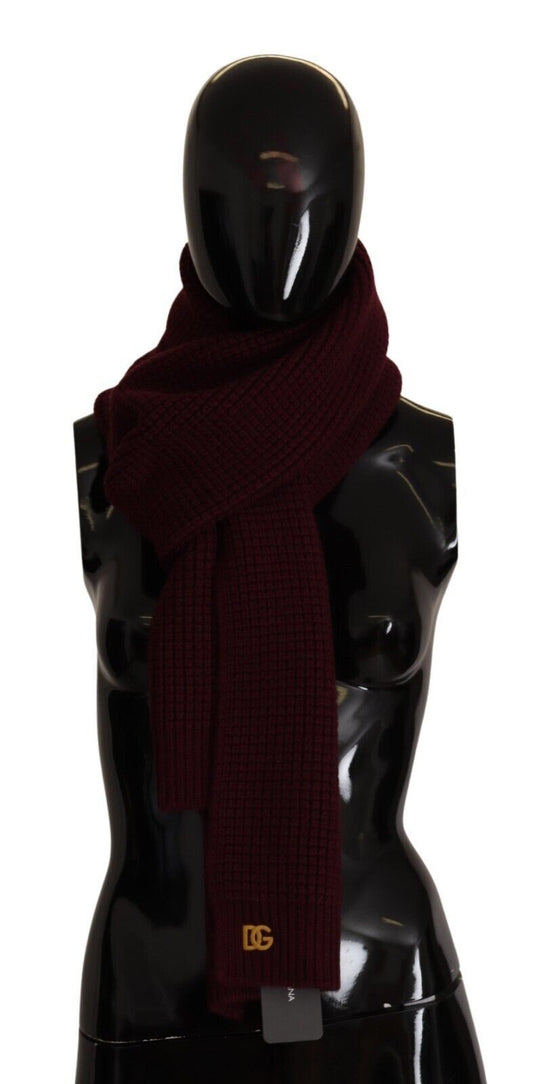 Elegant dark red cashmere knit scarf by Dolce & Gabbana