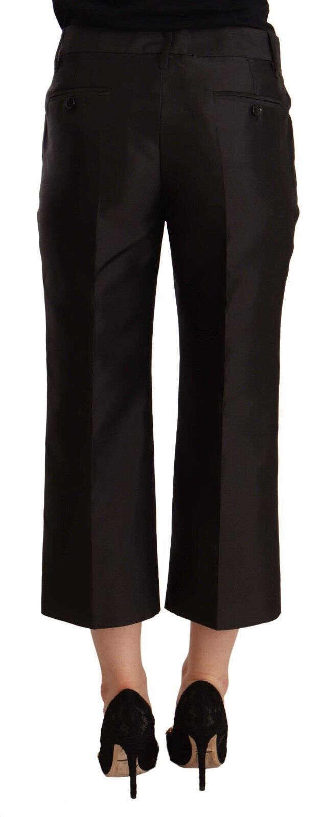 Dolce & Gabbana Chic Silk Cropped Trousers in Timeless Black - Stylish and versatile luxury fashion statement