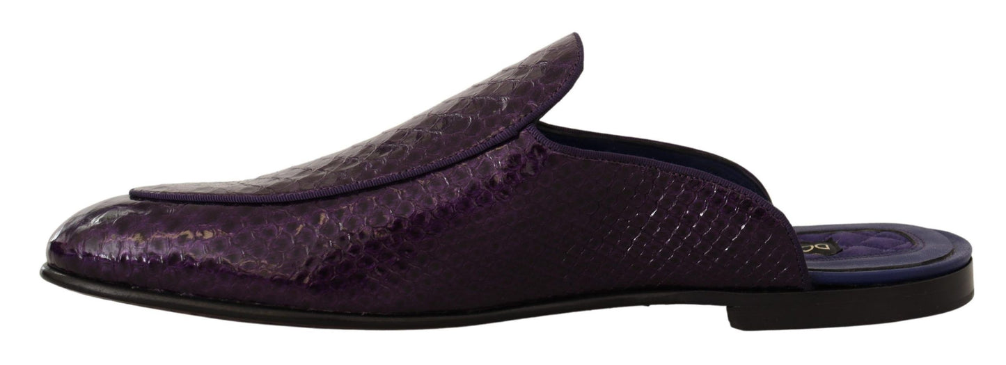 Authentic exotic python leather slides from Dolce & Gabbana in opulent purple color
