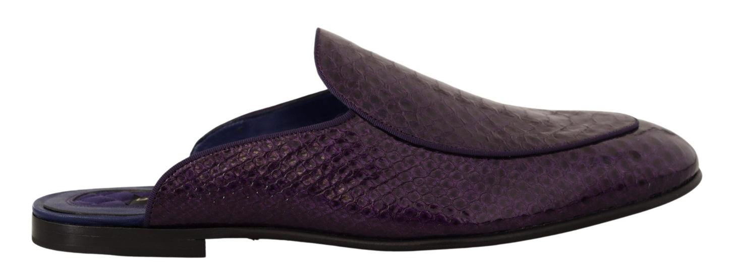 Exquisite purple exotic python leather Dolce & Gabbana slides with logo details