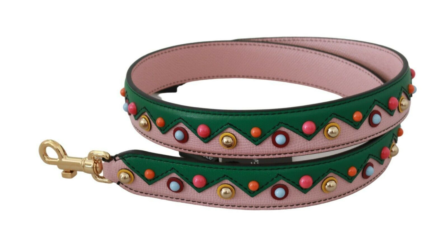 100% authentic Dolce & Gabbana shoulder strap, crafted in Italy, vibrant pink and green hues
