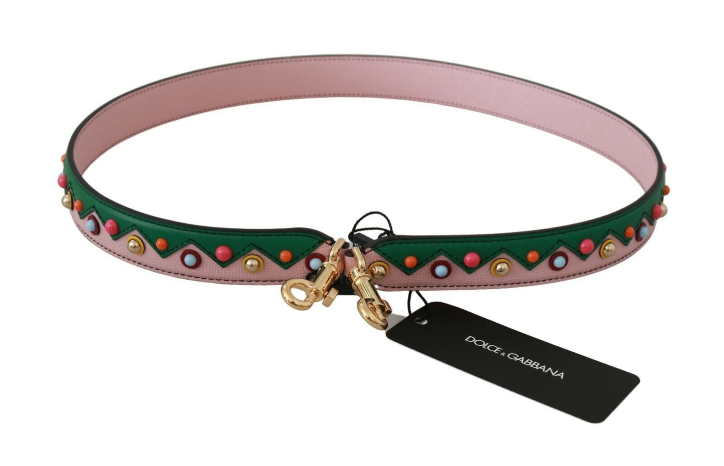 Luxury Dolce & Gabbana leather shoulder strap with lobster clasp closure and logo details
