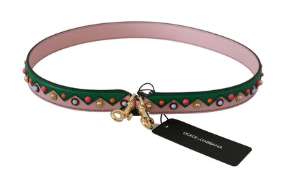 Luxury Dolce & Gabbana leather shoulder strap with lobster clasp closure and logo details