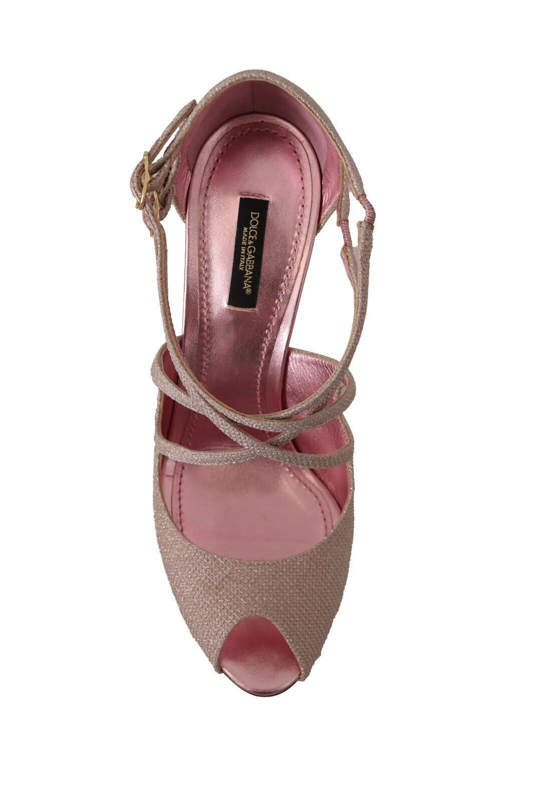 Stunning pink glitter fabric high heels sandals