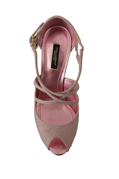 Stunning pink glitter fabric high heels sandals
