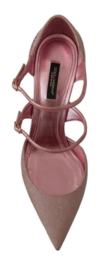 Italian-made Pink Glitter High Heel Sandals with Glitter Fabric and Leather material