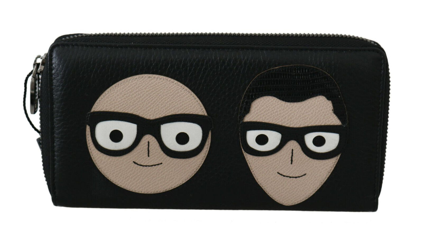 Exquisite 100% Authentic Dolce & Gabbana black leather wallet with DGFAMILY motive