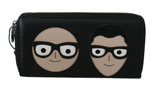 Exquisite 100% Authentic Dolce & Gabbana black leather wallet with DGFAMILY motive
