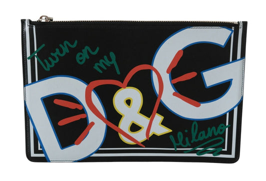 Elegant black leather coin wallet by Dolce & Gabbana