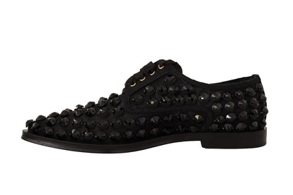 Dolce & Gabbana Elegant Gros Grain Lace-Up Jeweled Flats for women