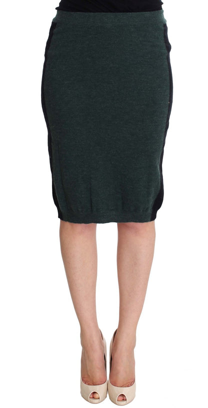 Emerald green wool-blend pencil skirt with sophisticated Italian craftsmanship