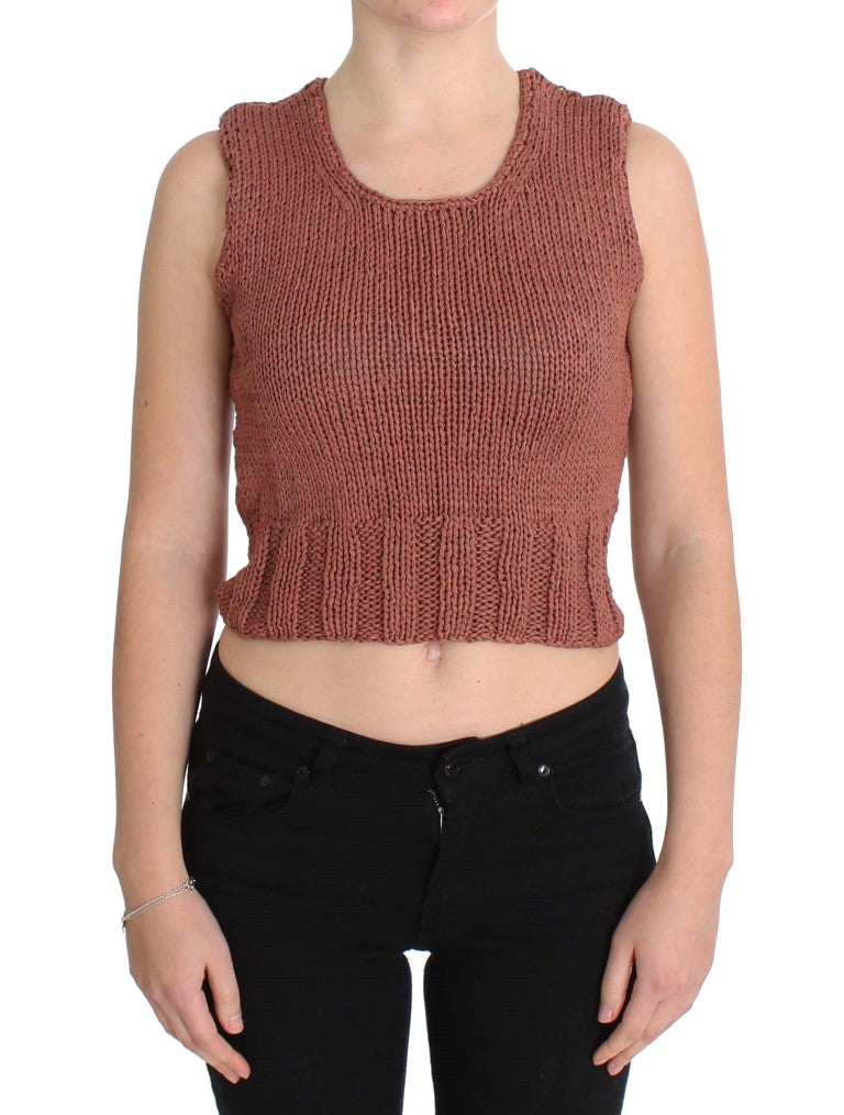 Stunning brand new red knitted cotton blend vest sweater from PINK MEMORIES
