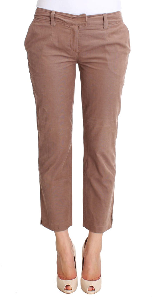 Exquisite Costume National Chic Brown Cropped Corduroy Pants from Italy