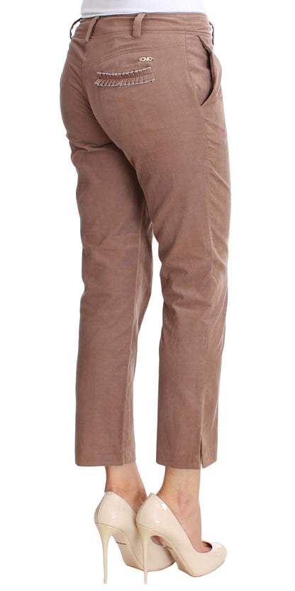 Cropped cut brown corduroy pants perfect for pairing with a variety of tops