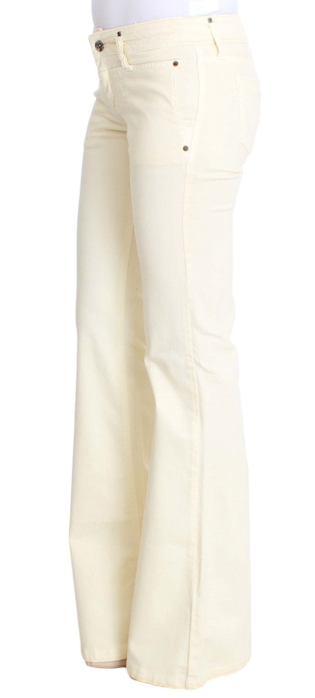 Premium cotton blend off-white flared jeans for upgrading your wardrobe