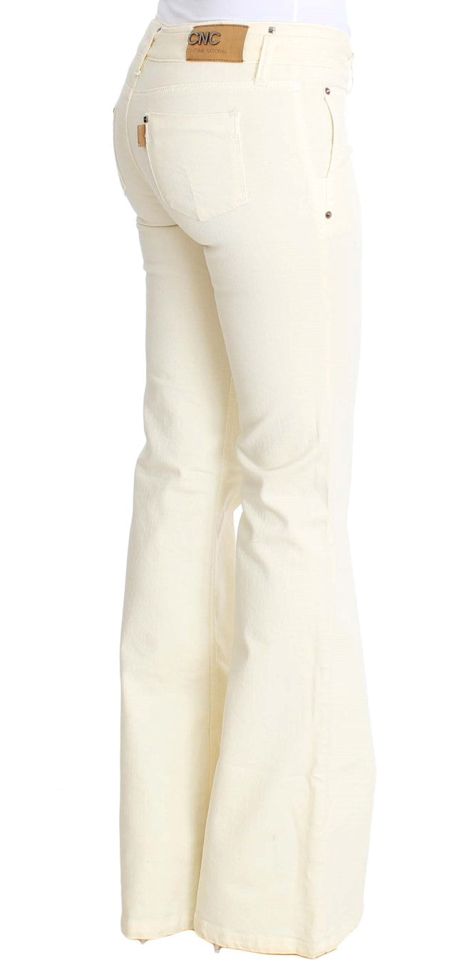 Costume National off-white flared jeans with classic charm and modern elegance
