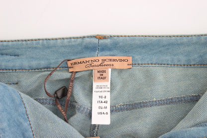 Comfortable and durable light blue Capri jeans