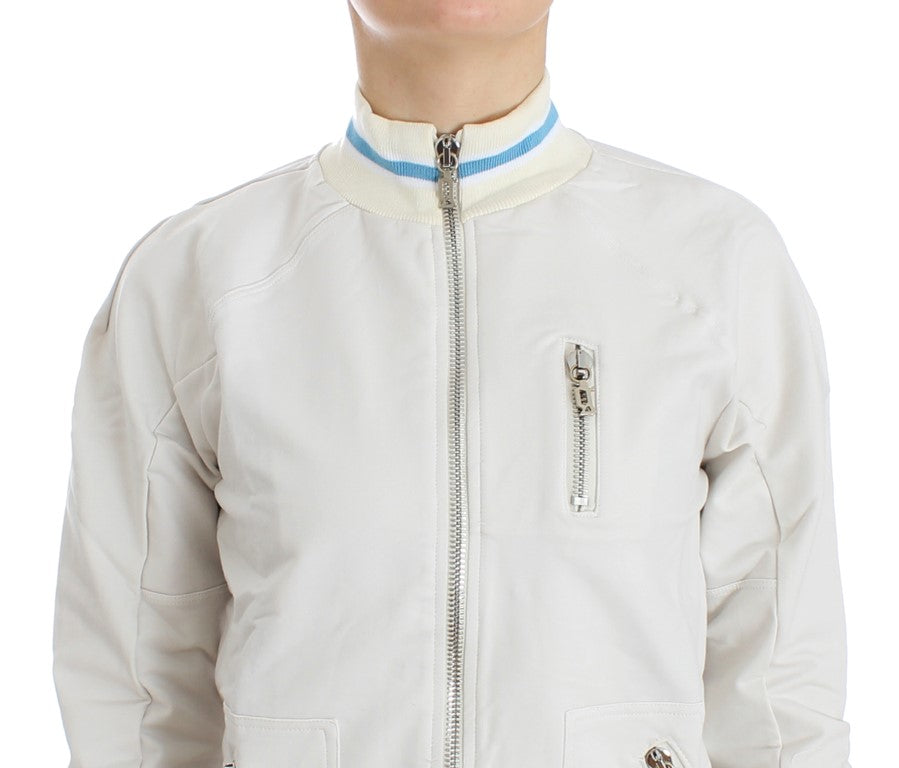 John Galliano Elegant White Zip Cardigan - Women's Stylish Fashion Apparel