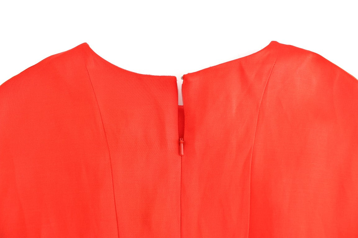 Italian-made dress with vibrant red hue and convenient zipper back closure