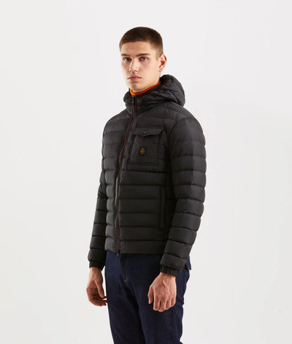 Warm and stylish nylon down jacket for men in black