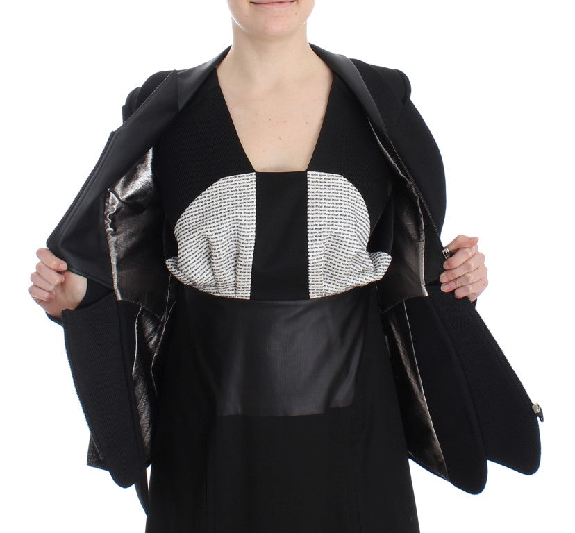 Elegant monochrome Blazer Jacket with KAALE SUKTAE logo details and front zip closure