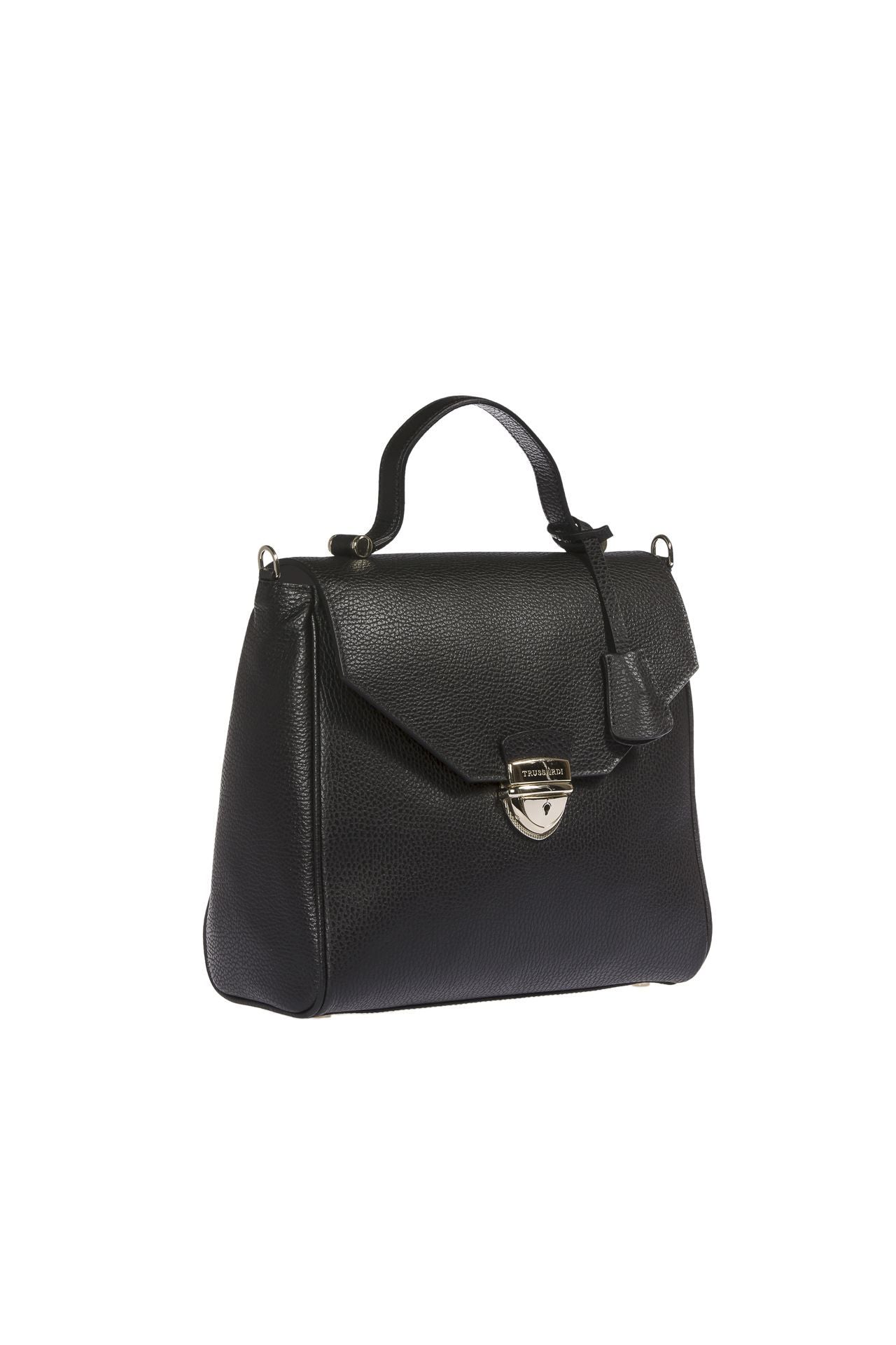 Exquisite brown embossed leather handbag with handy interior pocket