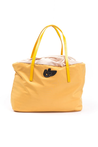 BYBLOS Yellow Polyester Women Handbag with glossy synthetic patent leather