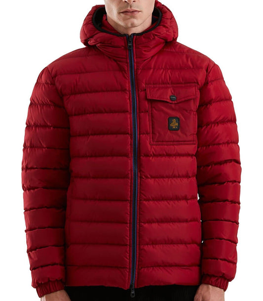 Refrigiwear Red Nylon Men Jacket front view with deep side pockets and secure chest pocket