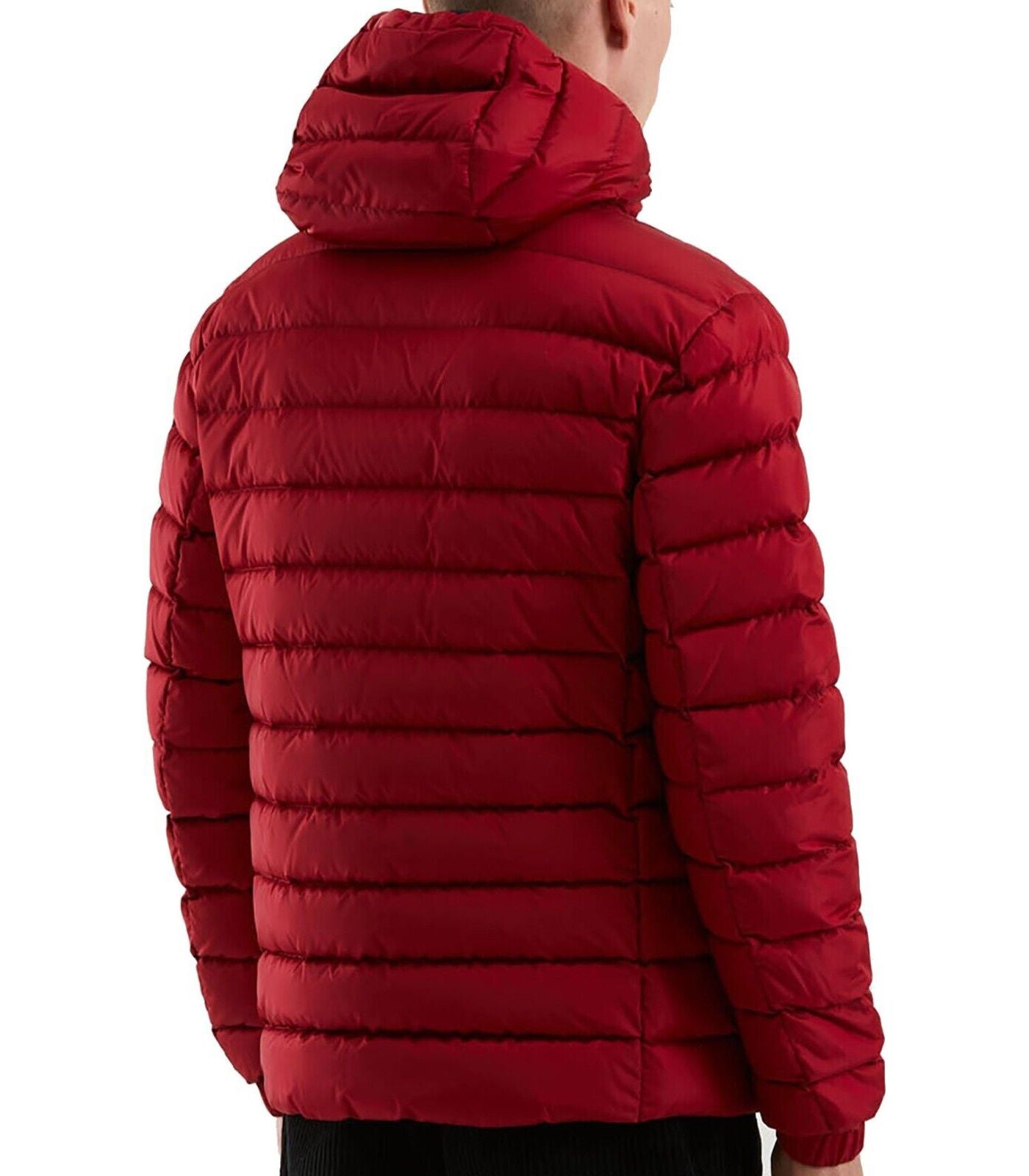 Refrigiwear Red Nylon Men Jacket back view with hood and high-quality nylon material